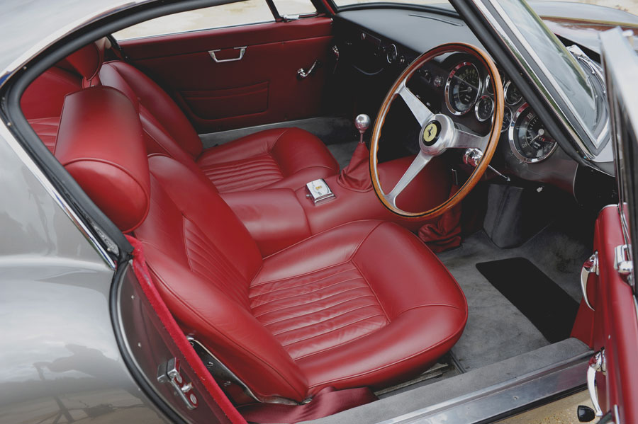 A Classic Ferarri GT250 Interior in red leather similar to one we can provide finance for.