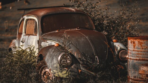 Abandoned classic car