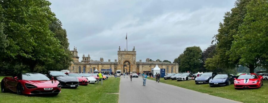 Beautiful cars lined up in front of Blenheim Palace